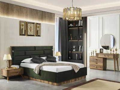 Produktbild von s Bett 2 Nachttische Schminktischl 4-teiliges Schlafzimmer Set