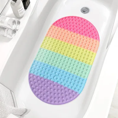 Produktbild von Ovaler Antirutsch-Badeteppich 69 x 39 cm für Sicherheit in Bad und Dusche