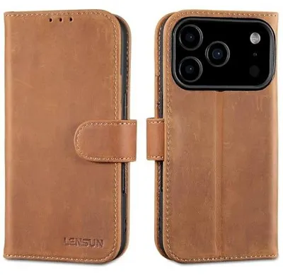 Zdjęcie produktu dla Etui iphone 17 pro skórzane portfel blokada RFID ochronne