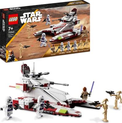 Produktbild von LEGO 75342 Star Wars Republic Fighter Tank Spielzeug-Panzer zum Bauen mit 4 Clone Trooper-Minifiguren und 2 Droiden, Clone Wars Set ab 7 Jahren
