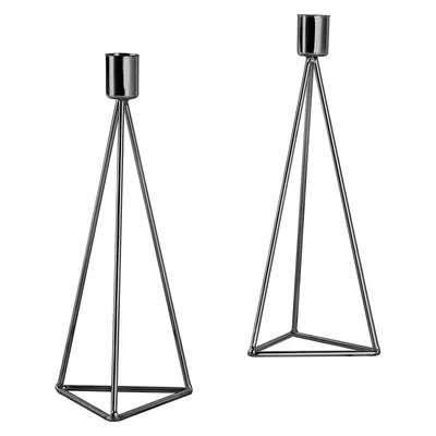 Produktbild von ECHTWERK 2-teiliges Teelicht-/ Kerzenhalter Set "Modern Big", Black-Edition, 9,5 x 9,5 x 24,2 cm