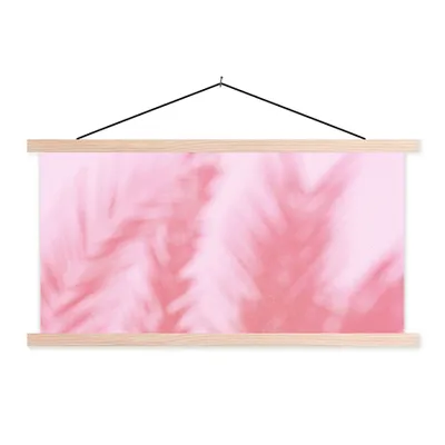 Produktbild von MuchoWow® Textilposter Pflanzen - Blätter - Rosa 60x30 cm mit holzfarbenen Rahmen - Dekoration