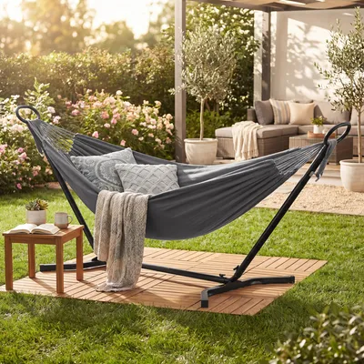 Obrázek produktu pro Houpací síť SONGMICS s rámem, 210 x 150 cm, nastavitelná do 5 výšek