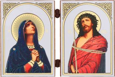 Immagine prodotto di Icona Deva Maria e Gesù Dittico cristiano in legno da altare Iconografia 16647