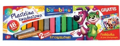 Obrázok produktu pre Plastelína v tvare štvorca, 18 farieb, s podložkou