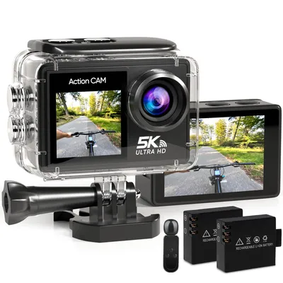 Produktbild von Strex Action Cam 5K 50MP - 60FPS / 30M Wasserdicht / WiFi - Touchscreen – Externes Mikrofon - Inklusive Zubehör - Action Kamera - Unterwasserkamera - Digitalkamera - Videokamera