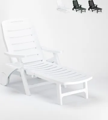 Produktbild von Premiere Grand Soleil Klappbare Sonnenliege aus Kunststoff Pool Strand - Weiß