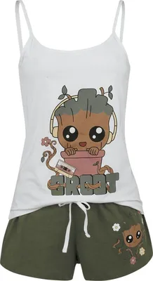 Produktbild von Guardians Of The Galaxy Schlafanzug Damen Groot weiß/grün L