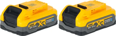 Obrázek produktu pro Akumulátorová sada DeWalt DCBP 318 S2 s 2x akumulátorem Powerstack 18 V 3,5 Ah / 3500 mAh XR Li-Ion - s ukazatelem stavu nabití.