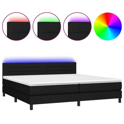 Produktbild von vidaXL Boxspringbett mit Matratze & LED Schwarz 200x200 cm Stoff
