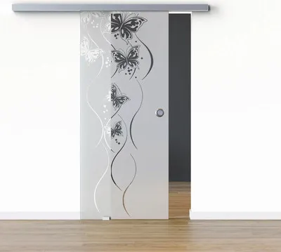 Produktbild von Pertura Glasschiebetür Komplettset Glera Butterfly 02 1025x2050 mm Links inkl. Beschlag Selir Aluminium Edelstahloptik,G