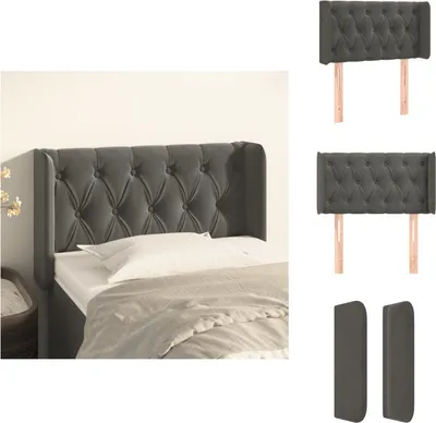 Produktbild von vidaXL Kopfteil mit Ohren Dunkelgrau 83x16x78/88 cm Samt -  Kopf- & Fußenden
