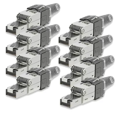 Produktbild von Netzwerkstecker CAT7 RJ45 8 Netzwerk Stecker geschirmt Werkzeuglos Zugentlastung