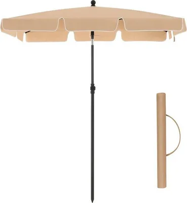 Zdjęcie produktu dla Prostokątny parasol ogrodowy – 200 x 125 cm – ochrona przed promieniowaniem UV do UPF 50+ – składany – z powłoką PA – do ogrodu i na taras – bez podstawy – beżowy