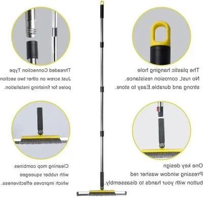 Image de Nettoyeur de sol avec manche télescopique de 137 cm et aspirateur à eau, jaune