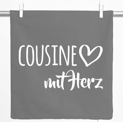 Produktbild von Huuraa Kissenbezug Cousine mit Herz 40x40cm Steel Grey Baumwolle Dekokissenbezug Geschenkidee