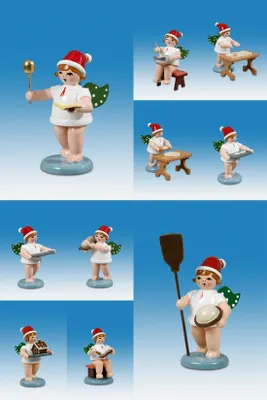 Produktbild von Holzfigur Engelfiguren Weihnachtsbäckerei 10-teilig und Krone Höhe 6,5cm NEU