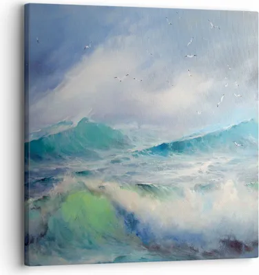 Produktbild von Bild auf Leinwand - Leinwandbild - Meer Welle Möwe - 30x30cm - Wand Bild - Wanddeko - Wandbilder - Leinwanddruck - Bilder - Kunstdruck - Wanddekoration - Leinwand bilder - Wandkunst - AC30x30-3783