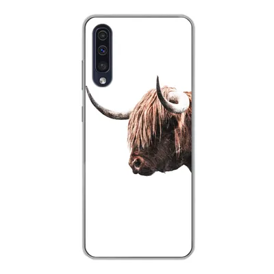 Produktbild von MuchoWow® Handyhülle Schutzhülle Hülle für Samsung Galaxy A30s Schottischer Highlander - Hoorn - Porträt Silikon Softcase Handy Hülle - Karteninhaber