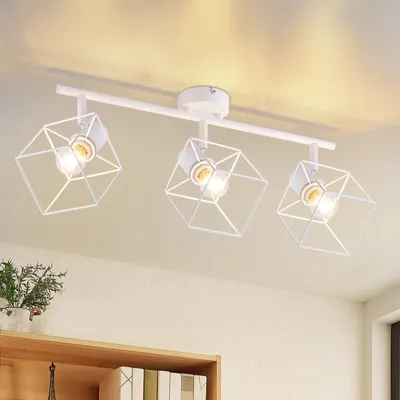 Zdjęcie produktu dla ZMH lampa sufitowa 3 płomienie E14 reflektor sufitowy lampa sufitowa biała 350° obrotowa nowoczesna lampa do salonu lampa do kuchni lampa do przedpokoju bez żarówki
