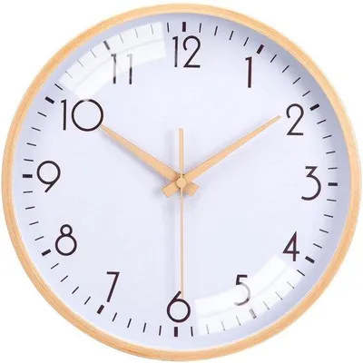 Image de Horloge ronde en bois, silencieuse, 30 x 30 cm, simple