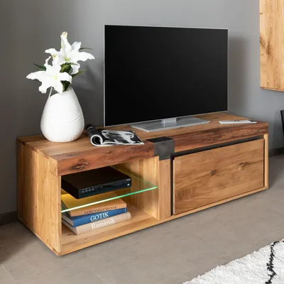 Immagine prodotto di MASSIVMOEBEL24 | mobile TV in legno di Quercia Selvatica/ Cerro 150x48x50 quercia naturale oliato NEW AMSTERDAM #01