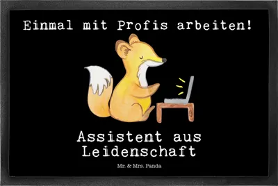 Produktbild von Mr. & Mrs. Panda fußmatte Assistent Leidenschaft 50 x 75 cm - Schwarz - Geschenk, Bodenvorleger, Gummimatte, Fußabtreter, Schmutzmatte, Schuhabstreifer