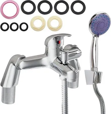 Immagine prodotto di Rubinetti per vasca con soffione e tubo flessibile da 1,5 m - Rubinetto monomando per vasca - Set doccia con miscelatore per vasca