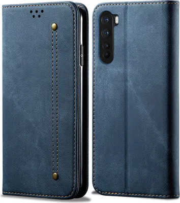 Image de Etui OnePlus Nord, Etui portefeuille en cuir avec fermeture magnétique et fonction stand pour OnePlus Nord Bleu