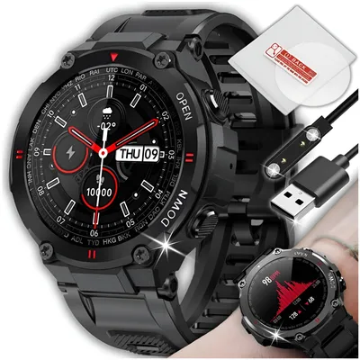 Smartwatch Męski Zegarek Militarny Rozmowy Kroki Ciśnienie Tętno Sen +Szkło