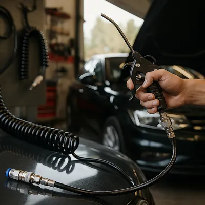 Immagine prodotto di Pistola di soffiaggio ad aria compressa con tubo a spirale per autocarri nero