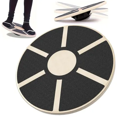 Produktbild von Balance Board, Holz Balanceboard, Balancekreisel, Wackelbrett, Balance Trainer, Rutschfestes Gleichgewichtstrainer, ø 40 cm