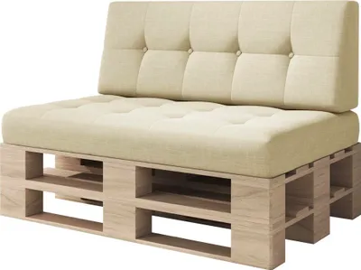 Produktbild von sunnypillow Palettenkissen Verona gesteppt 2er Set Ecru