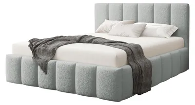Produktbild von MIRJAN24 Polsterbett Lunaro Boucle, Doppelbett mit Bettkasten für die Bettwäsche, Leistenlattenrost aus Laubholz (Farbe: Lambi 11, Größe: 140x200 cm)