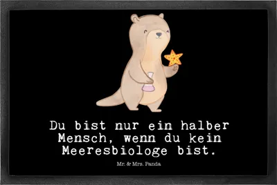 Produktbild von Mr. & Mrs. Panda fußmatte Meeresbiologe Herz 50 x 75 cm - Schwarz - Geschenk, Spruch, Schmutzfangmatte, Vorleger, Eingangsteppich, Studium, Witzig, Gummi-Fußmatte, Lustig