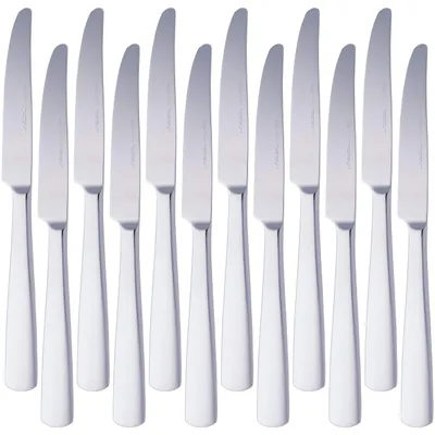 Immagine prodotto di A. Coltelli da tavola con bordo squadrato, in acciaio inossidabile, confezione da 12, color argento