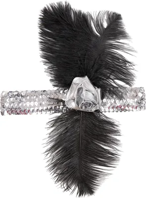 Produktbild von 20er Jahre Haarband Charleston Stirnband silber-schwarz