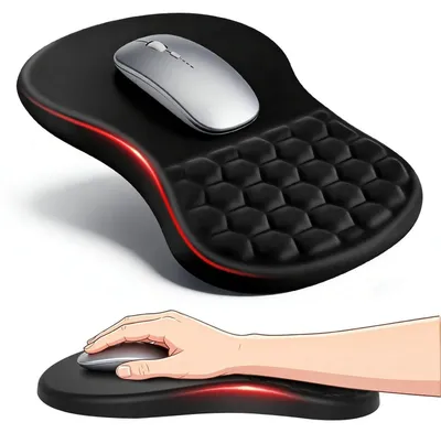Obrázok produktu pre Podložka pod myš s gélom a opierkou na ruku, ergonomická, čierna