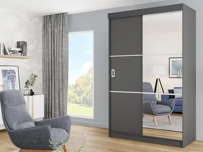 Obrázek produktu pro Zrcadlová šatní skříň 138 cm ROMARI - antracitová