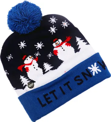 Produktbild von Weihnachtsmütze mit LED-Beleuchtung Blinkmodi Strickmütze Dekoration Partybedarf, Schneemann