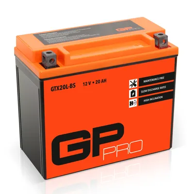 Image de Batterie au gel GP-PRO 12 V 20 Ah GTX20L-BS pour quad, VTT ou moto, sans entretien, scellée et préchargée, similaire à la YTX20L-BS / YTX20L-4 / CTX20L-BS / 51821