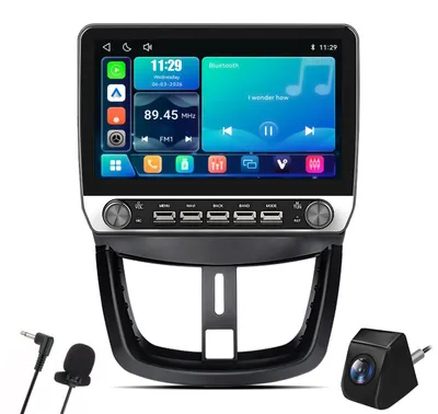 Imagen del producto de Radio para coche Linux compatible con Peugeot 207 CC (2006-2015), con CarPlay y Android Auto inalámbricos, formato 2 DIN, que incluye cámara de visión trasera, micrófono, Bluetooth 5.1 y procesador DSP