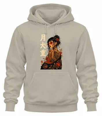 Produktbild von Ge Yakuza Tattoo Frau Japanisch Oni Japan Y2K Rose Hoodie Kapuzenpullover, Natur, 3XL