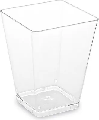 Produktbild von 100x Fingerfood-Becher eckig klar 160 ml PS 5,8 x 5,8 x 7,6 cm
