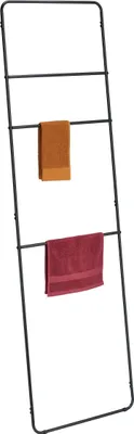 Produktbild von Relaxdays Handtuchleiter Metall, 3 Sprossen, Wäscheleiter Handtücher, Kleidung, HB: 180,5 x 55,5 cm, Bad Leiter, schwarz