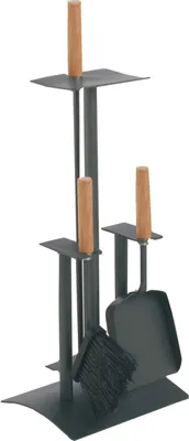 Produktbild von Kaminbesteck / Kamingarnitur Lienbacher anthrazit Buche 3tlg H64cm