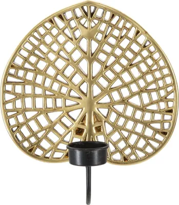 Zdjęcie produktu dla o Ferretti Świecznik Ścienny Lotus 20x8x22,2 cm złoty czarny
