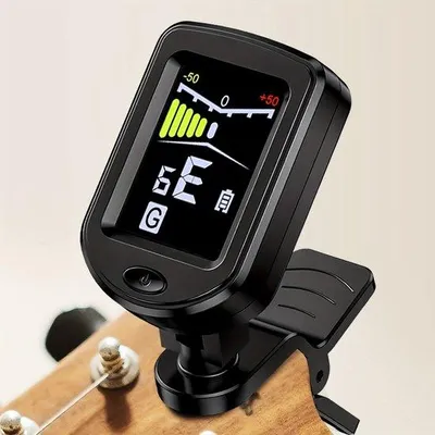 Obrázek produktu pro Přesný ladič na kytaru s klipem a otočným displejem o 360 stupňů pro akustické kytary, ukulele, elektrické kytary, housle a banja.
