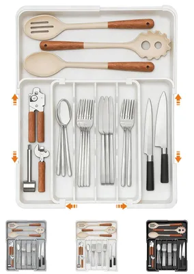 Image de Organisateur à tiroirs pour couverts, avec 7 compartiments, idéal pour ranger les ustensiles de cuisine