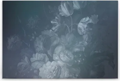 Produktbild von Leinwandbild Blumen 60 x 90 cm - Wandbild Blau - Keilrahmenbild Floral Vintage Wohnzimmerdeko Wanddeko Wandgemälde